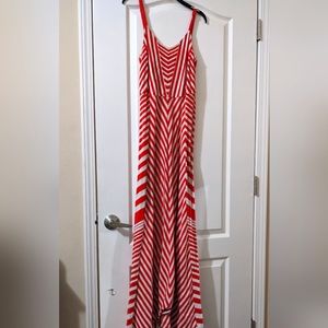 Anthropologie Lilka Orange Striped Chevron Dress